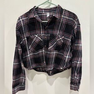 Cropped flannel button down